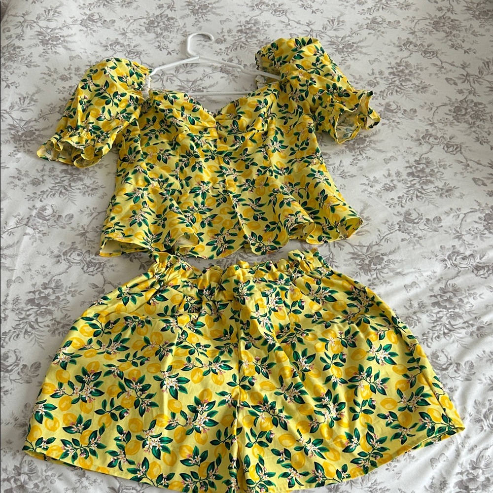Floral Yellow Two-Piece Set